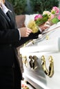 Mourning People at Funeral with coffin Royalty Free Stock Photo