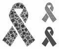 Mourning ribbon Composition Icon of Irregular Pieces