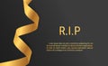 Mourning symbol with Black Respect ribbon on dark background. RIP Funeral card. Vector elegance Illustration