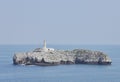 Mouro Island: A Coastal Gem with its Enchanting Lighthouse off Santander\'s Shoreline Royalty Free Stock Photo