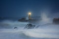 Mouro Lighthouse In Santander At Night
