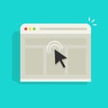 Mouse arrow click on browser web site window vector icon, black cursor clicking Royalty Free Stock Photo