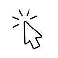 Mouse arrow click. Computer mouse pointer icon. Black cursor isolated on white background. Click here