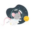 Mouse astronaut flat vector illustration