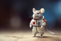 Mouse astronaut in a space suit. Mouse with black eyes, nice, sweet animal, small nose. Colorful. Photo realistic