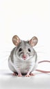Mouse with big ears sits in field of white. Generative AI Royalty Free Stock Photo
