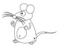 Mouse with big moustache in black and white to color on white background - vector Royalty Free Stock Photo