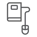 Mouse and book line icon, e learning Royalty Free Stock Photo