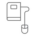 Mouse and book thin line icon, e learning Royalty Free Stock Photo