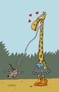 Mouse bungee jumps from Giraffe's neck