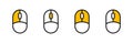 Mouse button click icon set. Scroll function indicator symbol. Mouse wheel scroll button. Left and right click vector illustration Royalty Free Stock Photo