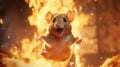 Joyful Mouse Escaping Fire: Photorealistic Renderings In Kawaiipunk Style