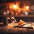 A mouse carefully avoids the dangers of the mouse trap Royalty Free Stock Photo