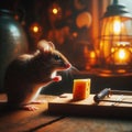 A mouse carefully avoids the dangers of the mouse trap Royalty Free Stock Photo