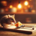 A mouse carefully avoids the dangers of the mouse trap