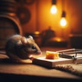 A mouse carefully avoids the dangers of the mouse trap