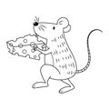 A Mouse Carrying Cheese Colorless Royalty Free Stock Photo