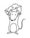 A Mouse Carrying a Piece of Cheese Colorless Royalty Free Stock Photo