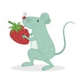 A Mouse Carrying Strawberry