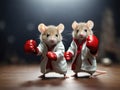 The mouse with red boxing gloves, appears as if lifted from a lively cartoon. Generated with AI