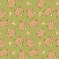 Mouse with the cheese. Cartoon seamless pattern. Handdrawn rodent. Rat. Symbol of 2020 Royalty Free Stock Photo