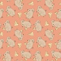 Mouse with the cheese. Cartoon vector seamless pattern. Handdrawn rodent. Rat. Symbol of 2020 Royalty Free Stock Photo