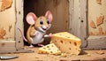 Mouse cheese food old house comic strip