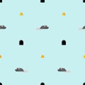 Mouse and cheese Pattern seamless. Baby fabric texture Royalty Free Stock Photo