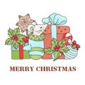 MOUSE CHRISTMAS New Year Animal Cartoon Vector Illustration Set