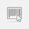 Mouse click on barcode icon in thin line style Royalty Free Stock Photo