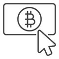 Mouse click on Bitcoin button vector Crypto Currency icon or sign in thin line style Royalty Free Stock Photo