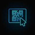Mouse click on button with QR code vector blue line icon on dark Royalty Free Stock Photo