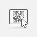 Mouse click on button with QR code vector icon or design element Royalty Free Stock Photo