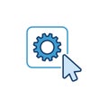 Mouse Click on Buttor with Cog Wheel vector concept icon Royalty Free Stock Photo