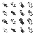 Mouse Click Cursor Arrow and Hand Icons Set. Vector Royalty Free Stock Photo