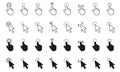 Mouse click cursor set. Click icon. Mouse pointer set. Arrow and hand cursor. Pointer cursor line icons. Editable stroke Royalty Free Stock Photo