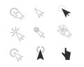 Mouse Click Cursors and Pointer set icon, line choice button. Click here, press ui indicator. Ux ui design element Royalty Free Stock Photo