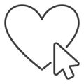 Mouse Click on Heart vector self-love icon or sign in simple line style Royalty Free Stock Photo