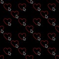 Mouse Click on Heart vector self-love seamless pattern in simple line style Royalty Free Stock Photo