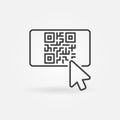 Mouse click on QR Code vector thin line concept icon Royalty Free Stock Photo