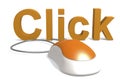 Mouse with click word isolated