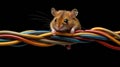 Mouse on colorful wires against a black background Royalty Free Stock Photo