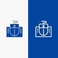 Mouse, Computer, Hardware, Education Line and Glyph Solid icon Blue banner Royalty Free Stock Photo