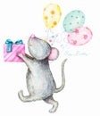 Mouse congratulates on Happy Birthday Royalty Free Stock Photo