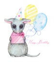 Mouse congratulates on Happy Birthday Royalty Free Stock Photo
