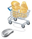 Mouse connected to trolley web sale concept Royalty Free Stock Photo