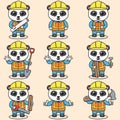Cute Panda Construction Contractor Illustration Royalty Free Stock Photo