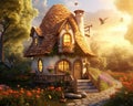 Mouse cozy house is in golden hour wood and atique.