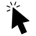 Mouse cursor click icon solid pointer arrow with click rays symbol for computer interface selection action web navigation digital Royalty Free Stock Photo