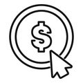 Mouse cursor clicking dollar symbol inside circle outline icon Royalty Free Stock Photo